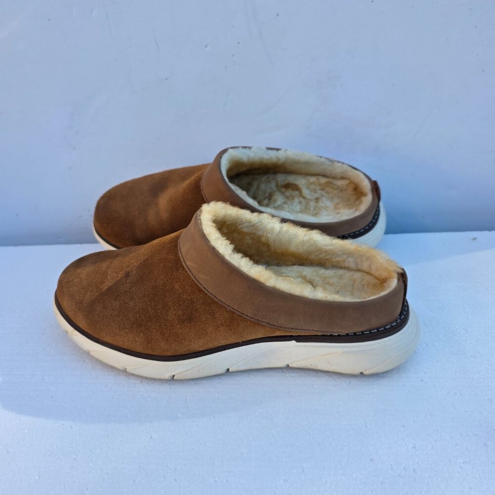 L.L.Bean KennebecBrown Suede Real Lamb Fur Shearling Clogs Shoes Women's 6M - Picture 12 of 14